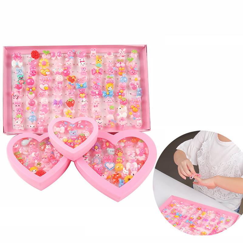 10Pcs Children'S Cartoon Princess Rings Candy Animal Bow Shape Ring