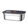 Stainless Steel Food Storage Box with Lid - Square Tray Lunch Container for Office Workers