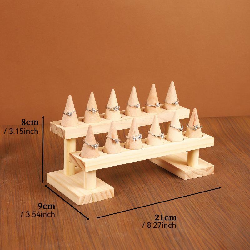 Compact Wooden Finger Ring Display Stand Sturdy Multi-slot Jewelry Holder for Vendor Events Home Vanity Jewelry Organization