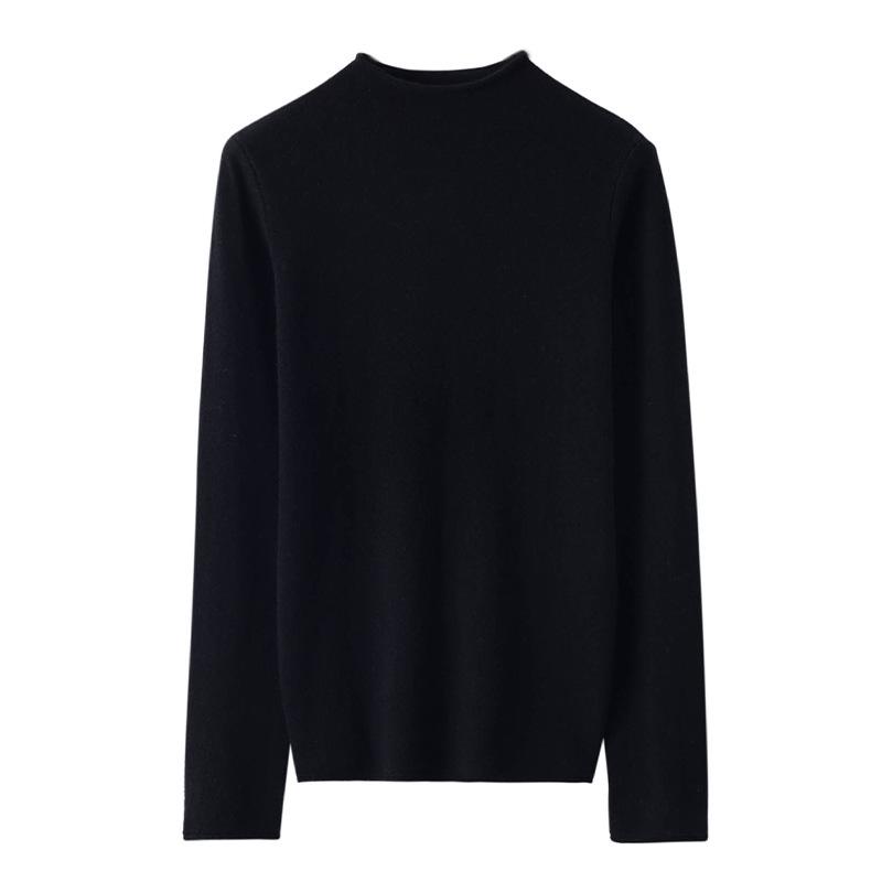 Korean Style High-Neck, Warm, Tight-Fitting Wool Sweater for Women To Pair with a Knit Cashmere Sweater.