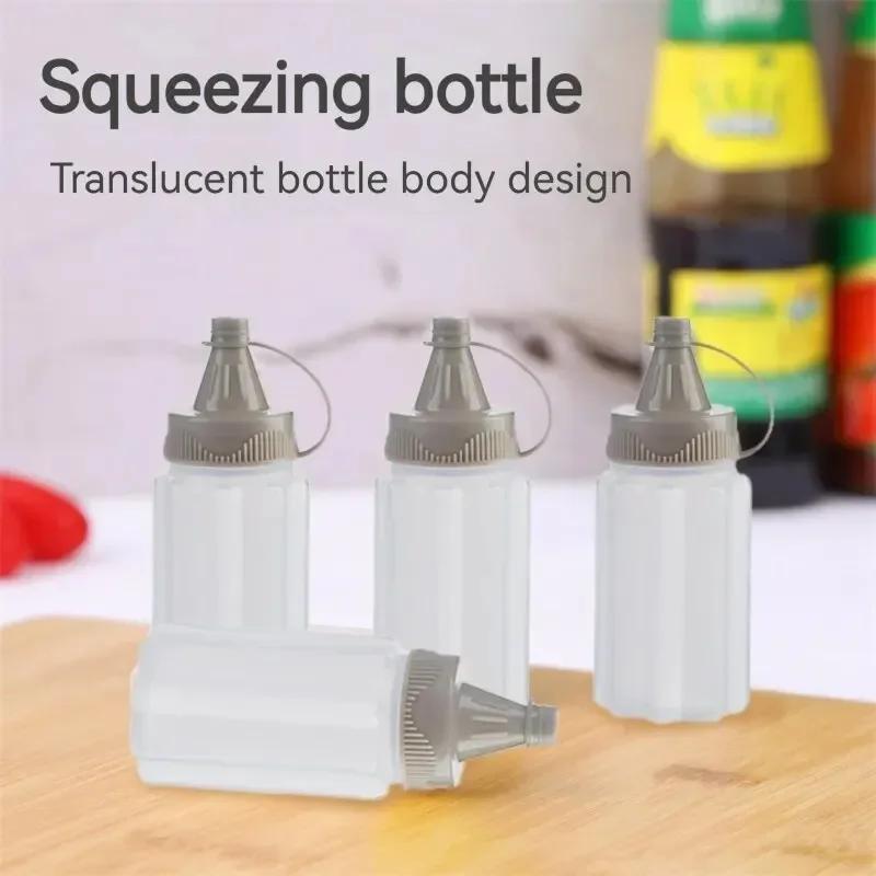 4pcs Plastic Sauce Squeeze Bottle Mini Seasoning Box Salad Dressing Containers Outdoor Portable Barbecue Spice Jar Kitchen Tool
