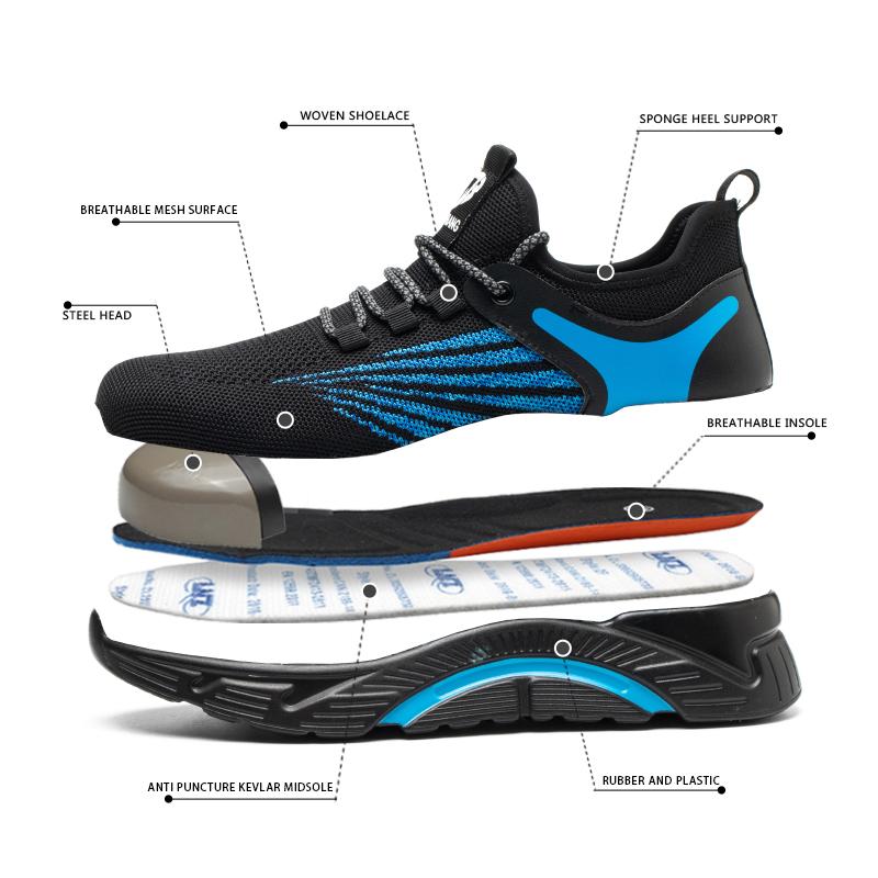 Plus Size 39- 48 Lightweight Men's Safety Shoes Anti-smash Anti-puncture Work Sneakers Steel Toe Shoes Protective Safety Boots