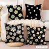 Black Daisy Cushion Cover Soft Plush Fabric DoubleSided Printed Cushion Covers for All Seasons Modern Home Decor
