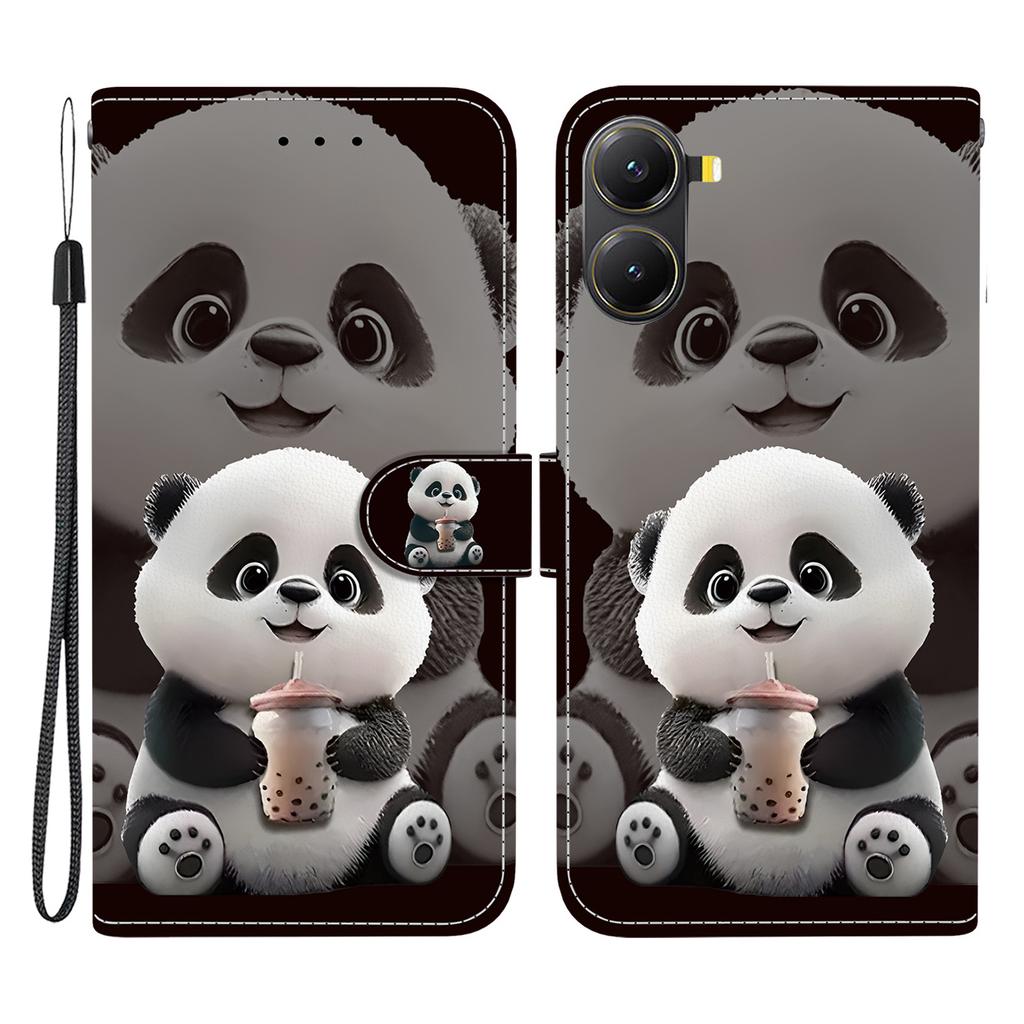 For Xiaomi Redmi Turbo 4 5G/Poco X7 Pro 5G Leather Case Stand Wallet Pattern Printing Phone Cover with Wrist Strap