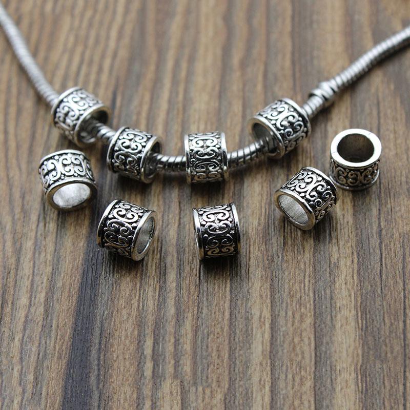 20 Stück/Los Tibetische Gold Silber Abstandshalter Perlen Legierung Großes Loch Charm Perlen für DIY Schmuck Armbänder Herstellung Zubehör