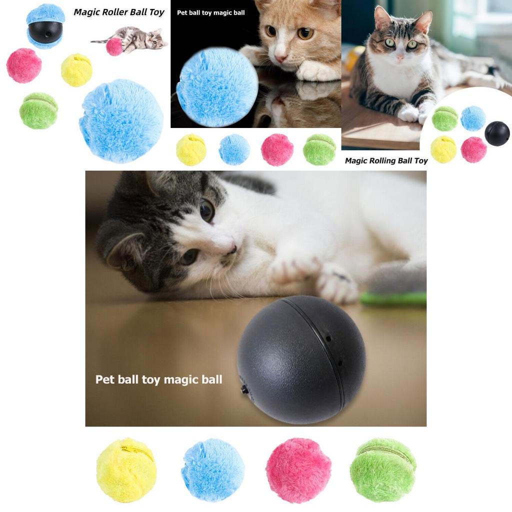 Interaktiver Plüschtierball für Hunde und Katzen Elektrisches Haustierspielzeug zur Linderung von Langeweile ABS-Kunststoff und Korallenfleece-Material 9cm/3.54in Größe