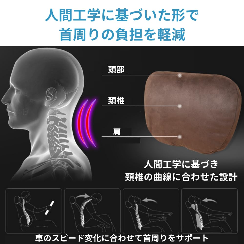 Poduszka samochodowa na szyję Mellbo, Ergonomiczny zagłówek samochodowy z pianki memory, Szary (Tylko poduszka podróżna)