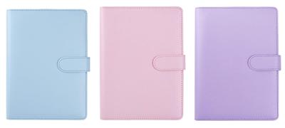 SEEKU Synthetic Leather Planner, A5/A6, Pen and Card Slots, Student/Business, Colorful Leather Refills (Pink, A6)