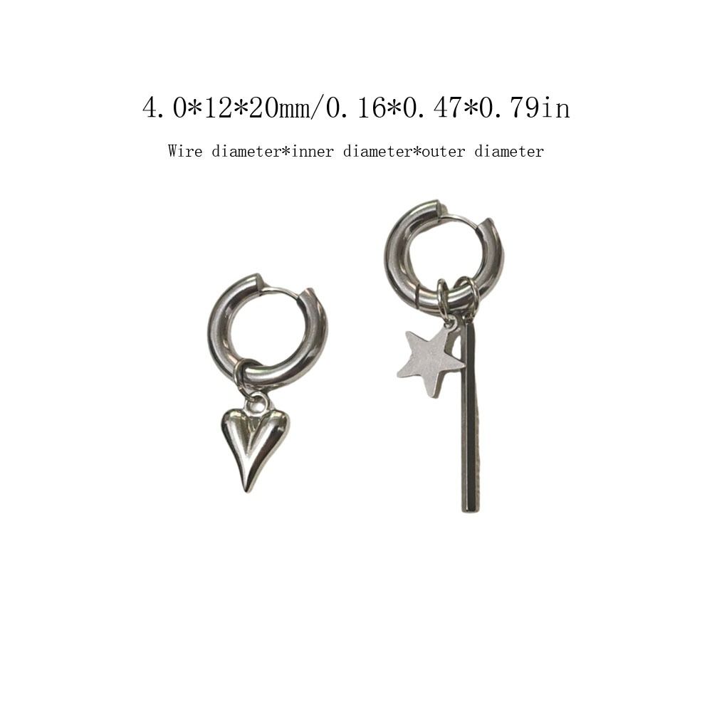 2Pcs Stainless Steel Chain Hoop Earrings Piercing Earrings  Ear Jewelry Accessories