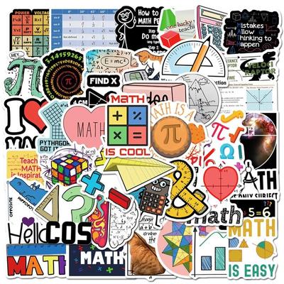Lot de 50 autocollants graffitis avec symboles mathématiques pour bagages, ordinateur portable, skateboard, moto, vélo