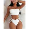 Sexy White Bikini Set 2026 Women Hollow Bandage Cross Push Up Drawstring Side High Waist Swimsuit Beach Bathing Suit Swimwear