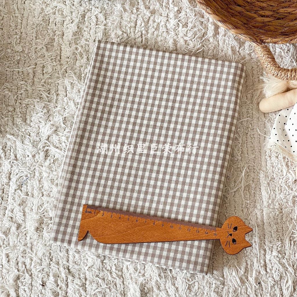 145x50cm Coffee Color Cotton Fabric Woven Check Cloth for Women Clothing Bags Hair Accessories Sewing Cloth