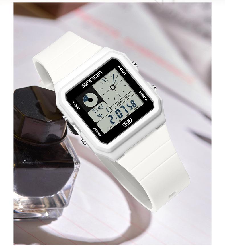 Sanda Multifunctional Waterproof Luminous Electronic Watch with World Time & Alarm - Ideal for Students