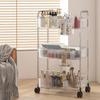 Light Luxury Storage Rack Trolley 2/3/4 Layers Transparent Acrylic Rolling Cart With Removable Hanging Baskets Snacks Bookshelf