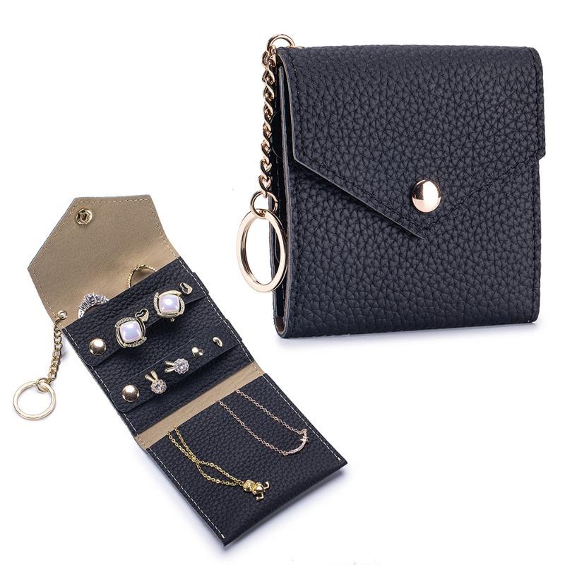 

New leather light luxury multi-functional jewelry bag, jewelry storage bag, earrings, portable jewelry bag чёрный