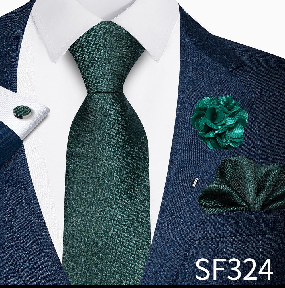 Men's Formal Tie, Pocket Square, Cufflinks & Brooch Set.