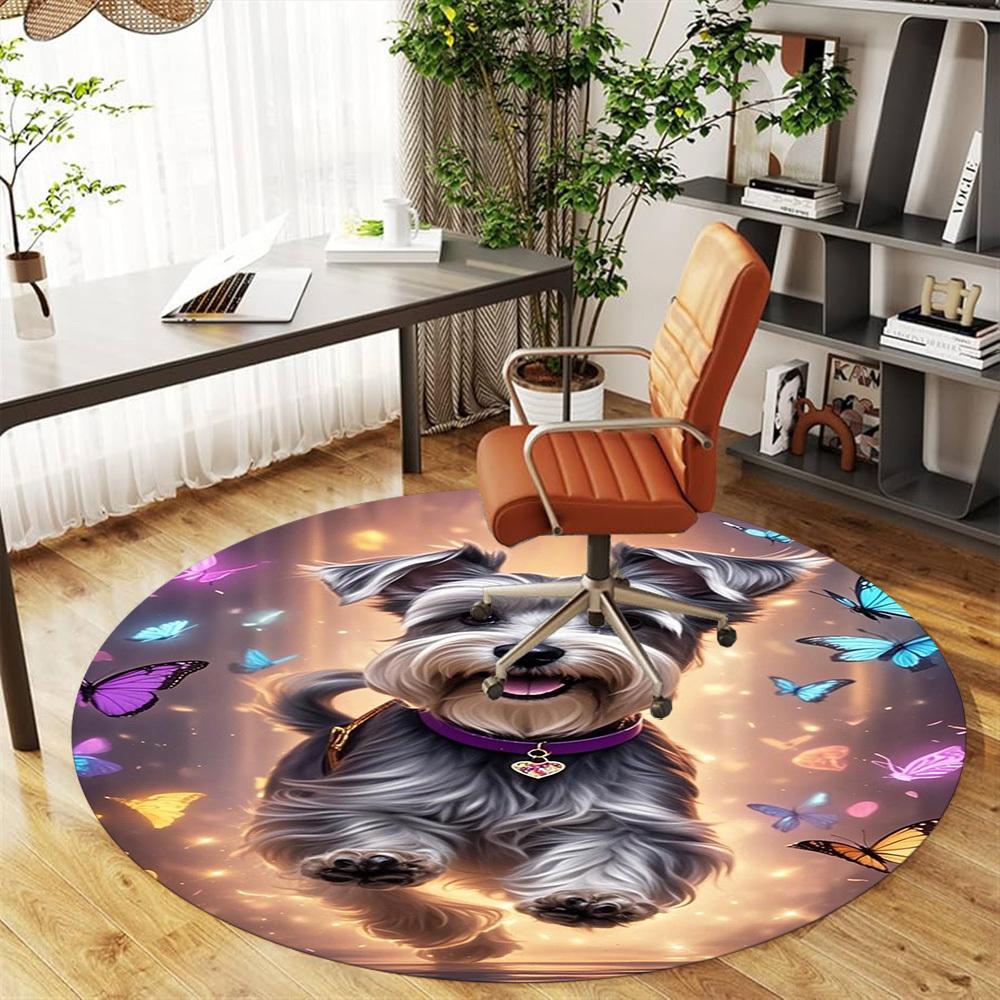 1PC Butterfly, Dog, Fantasy Round Chair mat Area Rug - Non-Slip, Floor Mat for Office, Bedroom, home decor Christmas Gift c0528090