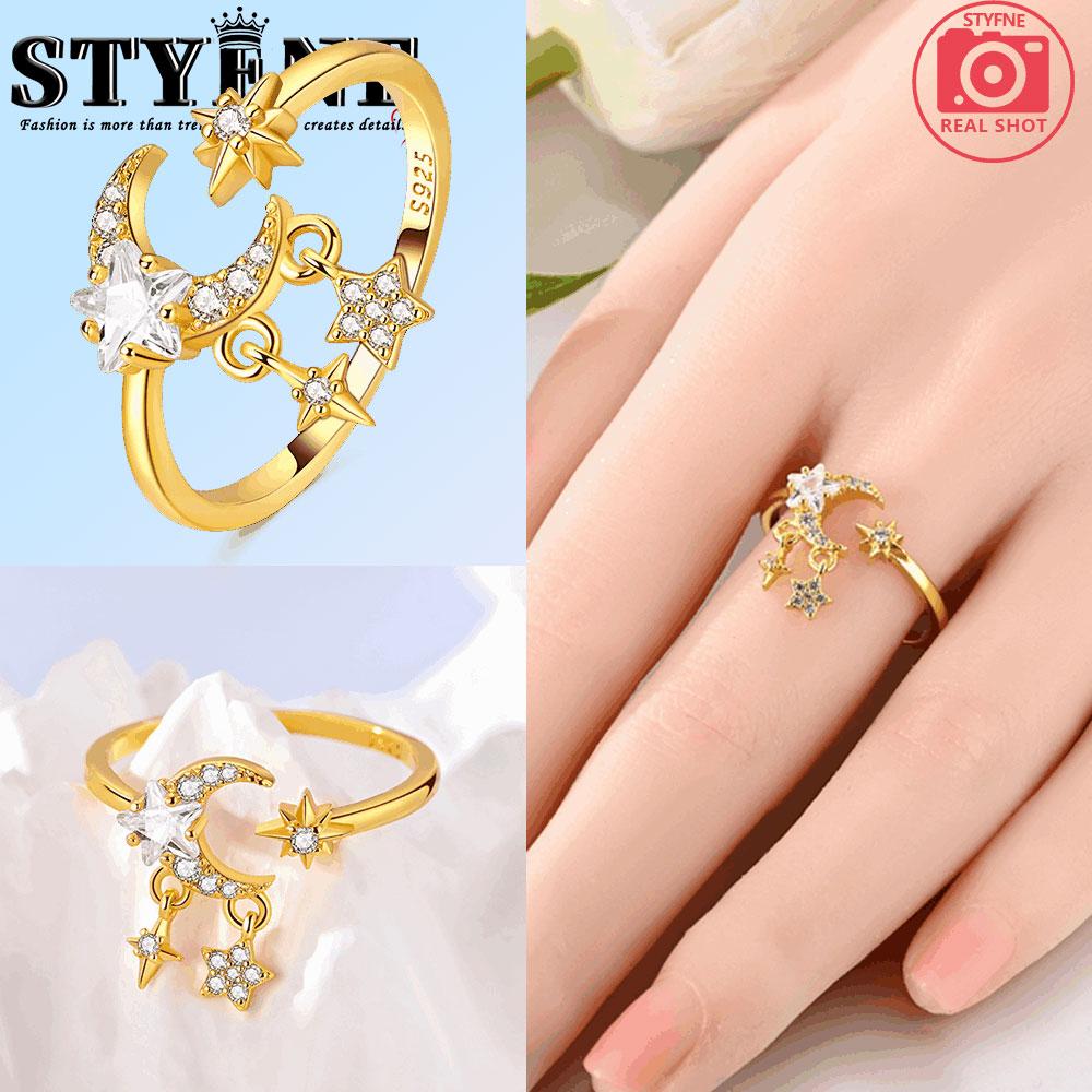 

Copper Original Golden Glittering Stars Moon Ring Women S Anniversary Gift Engagement Rings For Women Mens Jewelry
