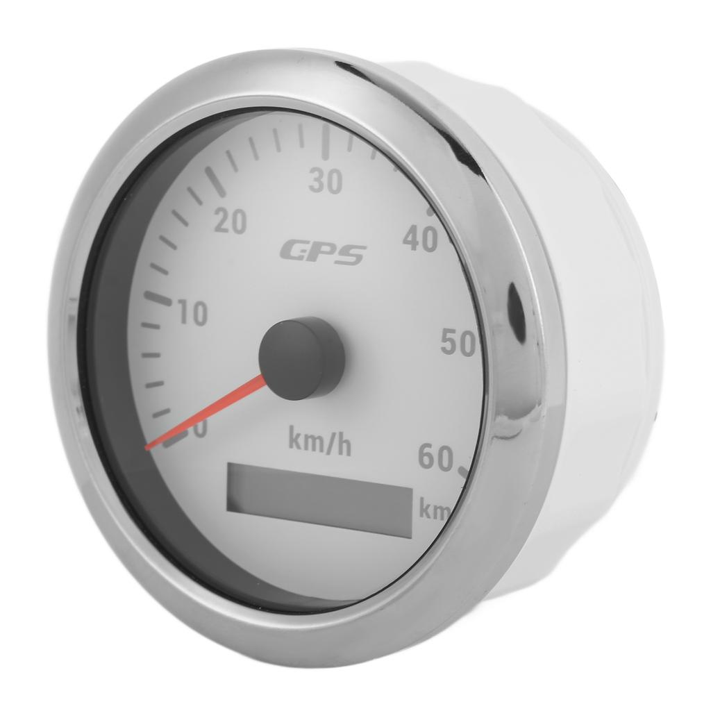 85mm GPS Tacho 0‑60KM H LCD-Anzeige Kilometerzähler mit einstellbarer Hintergrundbeleuchtung für Autos Boote 9‑32V DCWeiß