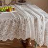 One Piece French Poinsettia Lace Tablecloth, Rectangular Polyester Table Runner for Dining and Coffee Tables, Washable, Easy to Clean