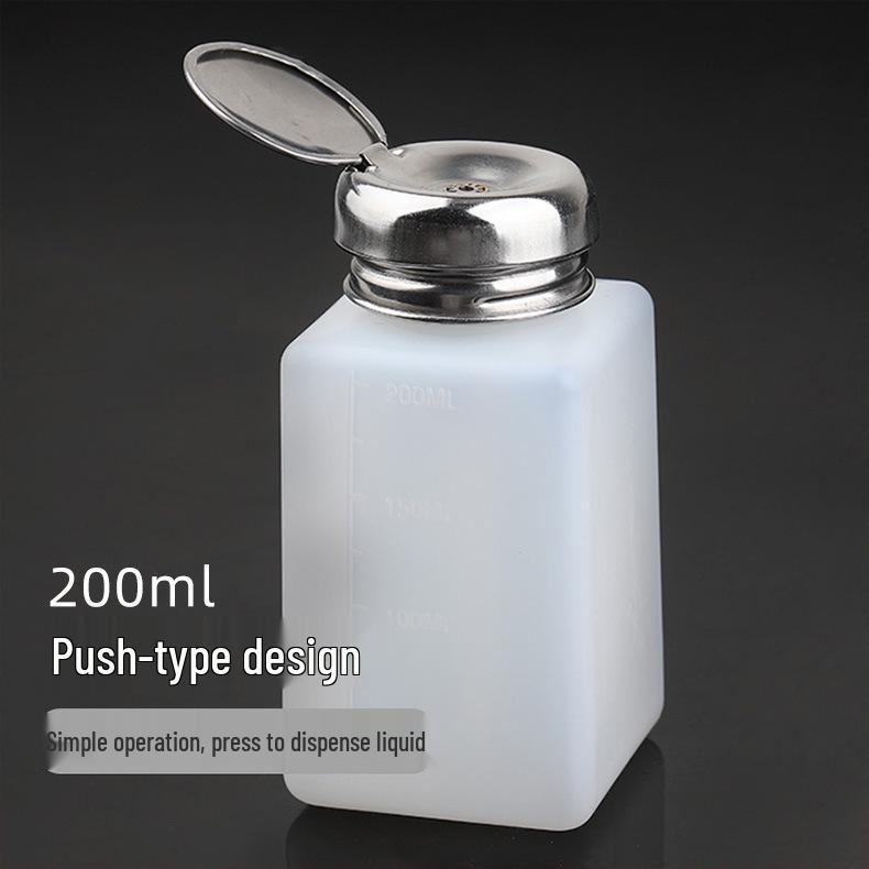 

Бутылочка с помпой для снятия лака с металла и железным носиком - 6 унций (200мл) многоразовая