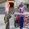 Polyester Pleated Dress With Long Sleeves For Elegant Women Spring