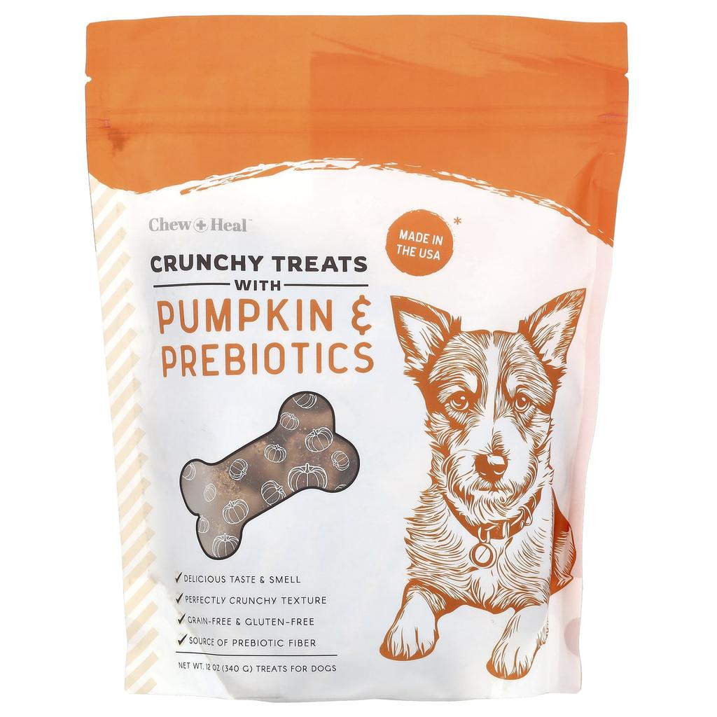 Chew + Heal Crunchy Treats with Pumpkin & Prebiotics, For Dogs, All Ages, 340G (12Oz)