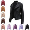 Women's Stylish Faux Leather Jacket Classic PU Moto Biker Fashion Zip Up Casual Short Coat Slim Outerwear with Retro Lacing Detail S-4XL Plus Size
