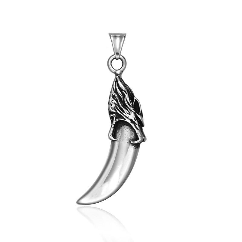 Fashion Stainless Steel Wolf Tooth Necklaces Vintage Punk Lion Tooth Pendant Nordic Lobo Amulet Men Chains Jewelry