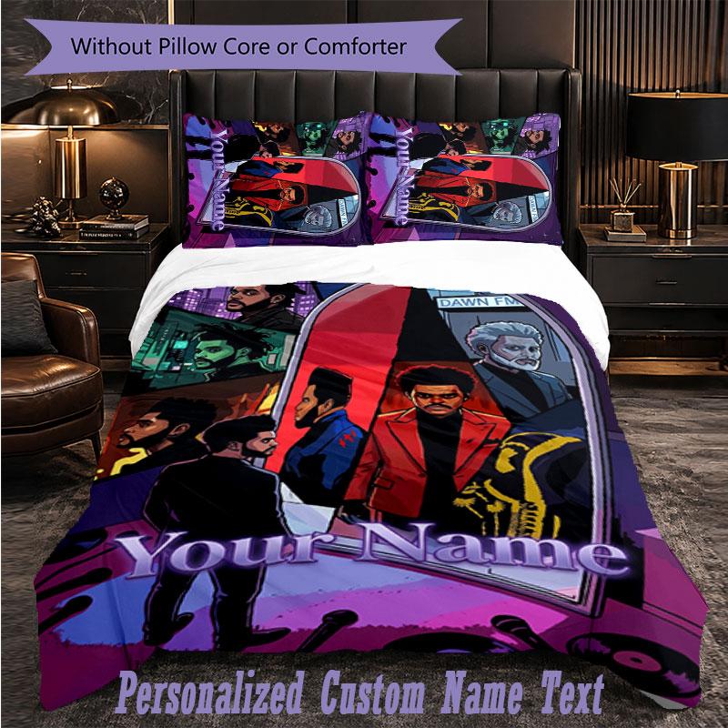 Personalized 3Pcs Bedding SetThe Weeknd Custom Text Duvet Cover Pillowcase Set Bedroom Gift