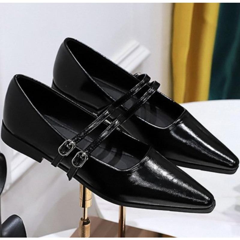 New Style Luxury Women Pointed Toe Women Mary Jane Shoes Fashion Shallow Buckle Shoes Ladies Casaul Dress Low Heel Leather Shoes