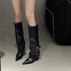 Retro Style Women Knee High Boots Fashion Belt Buckle Shoes Autumn Winter Wedges Heel Women'S Knight Long Booties