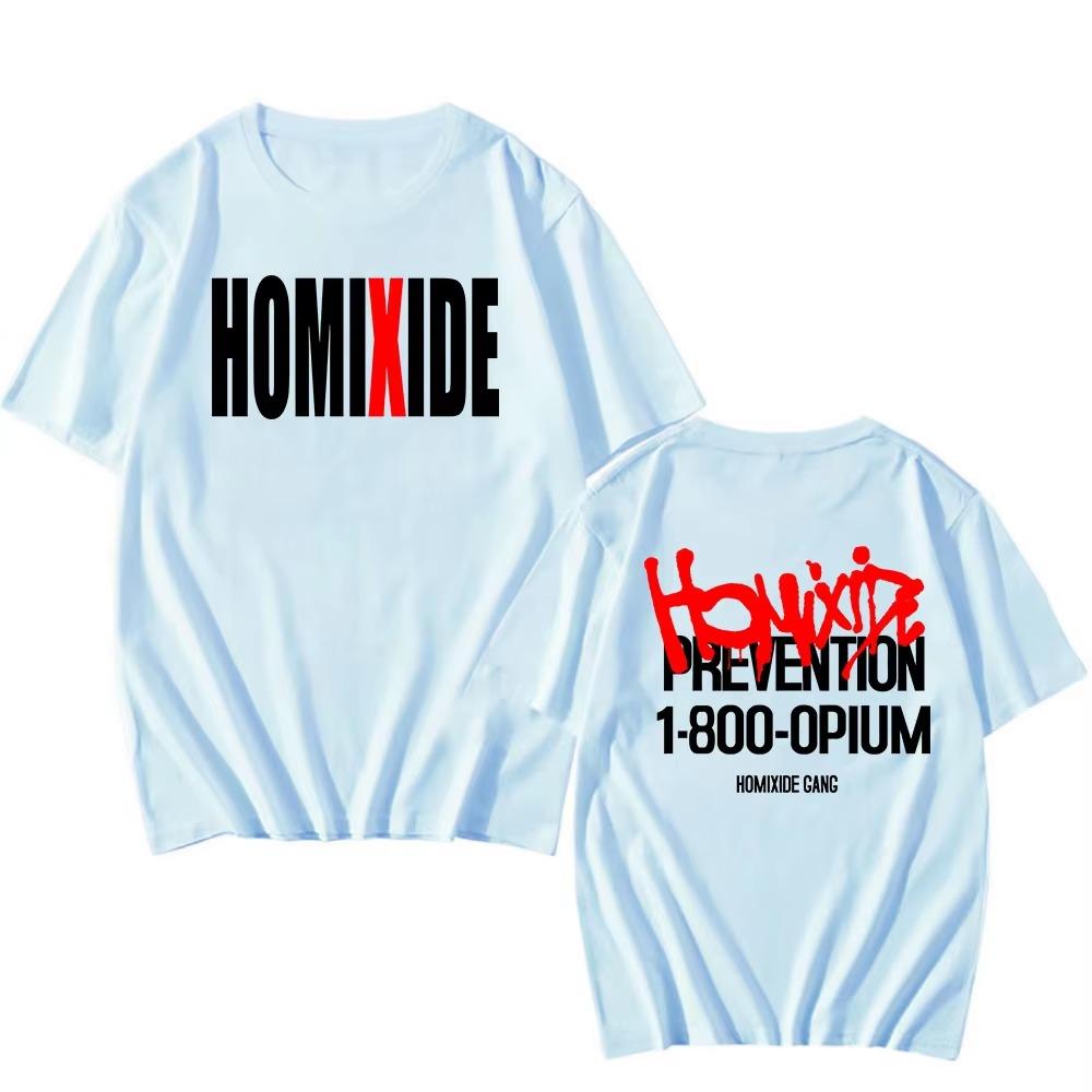 HXG Homixide Gang Tshirts Camisetas Summer  Short Sleeve T-shirt Men Women Clothing Graphic Tee Grunge Print Top