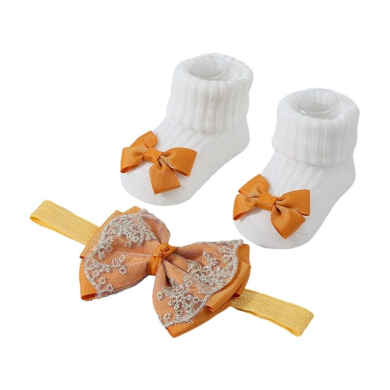 Baby Strick Socken Kopfbedeckung Prinzessinnen Stil Baby Mädchen Stirnband Socken Modische Haaraccessoires für Säuglinge & Babys