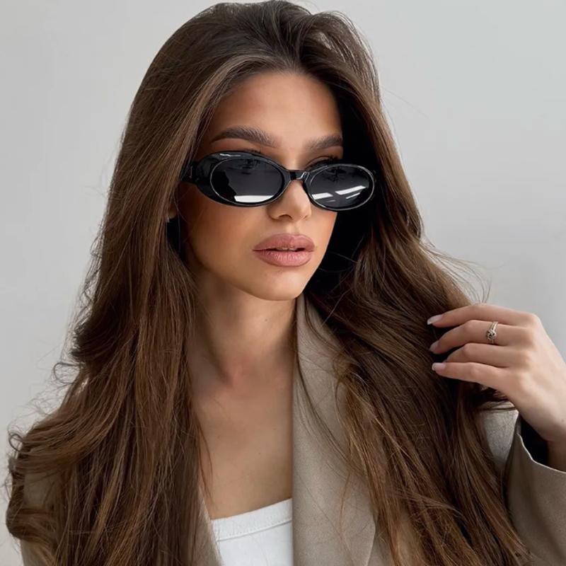 2Pcs Fashion Women Oval Sunglasses Luxury Thick Frame  Shades UV400 Men Punk Multi Color  Sun Glasses Outdoor Cycling Goggles