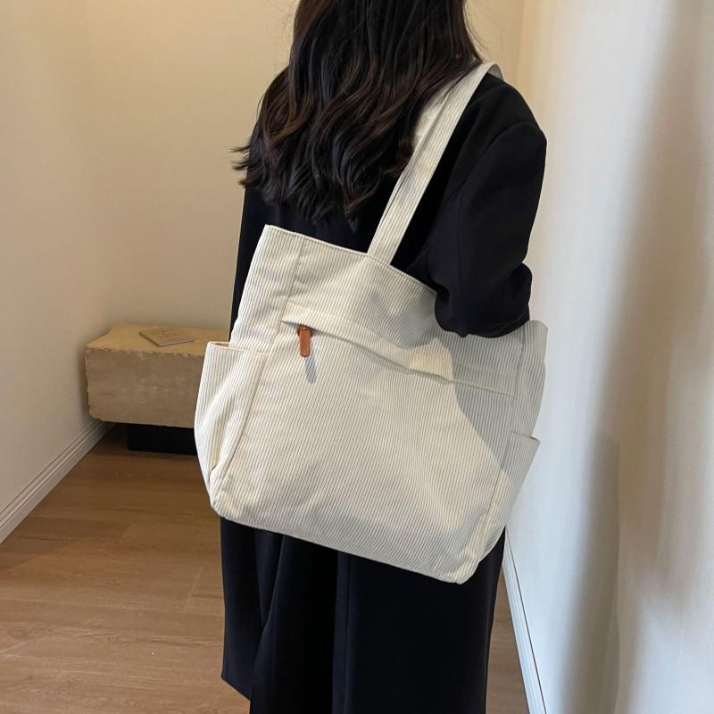 

Новая вельветовая женская сумка-тоут для студенток, для поездок на работу, большая, однотонная, простая, на плечо белый