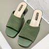 Medium heel cool slippers women's summer new Korean version of fly-woven outer wear one-word fashion women's cool slippers