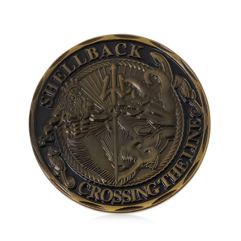 Gold Plated U.S Navy Shellback Crossing The Line Sailor Commemorative Coin Gift