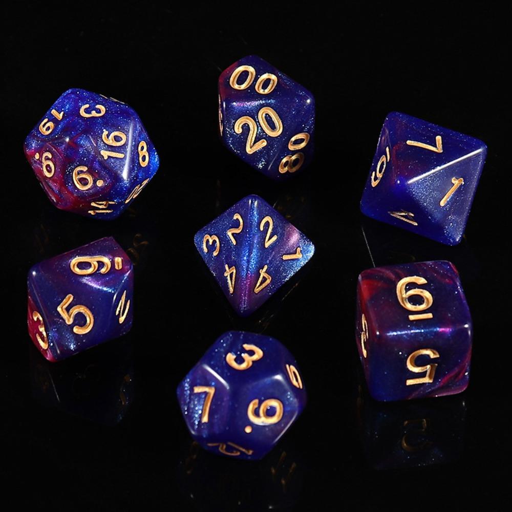 7PCS/Set Digital Acrylic Dice Double-Colors Mixed Color Dice Board Game Pearlescent Dice  Boardgame
