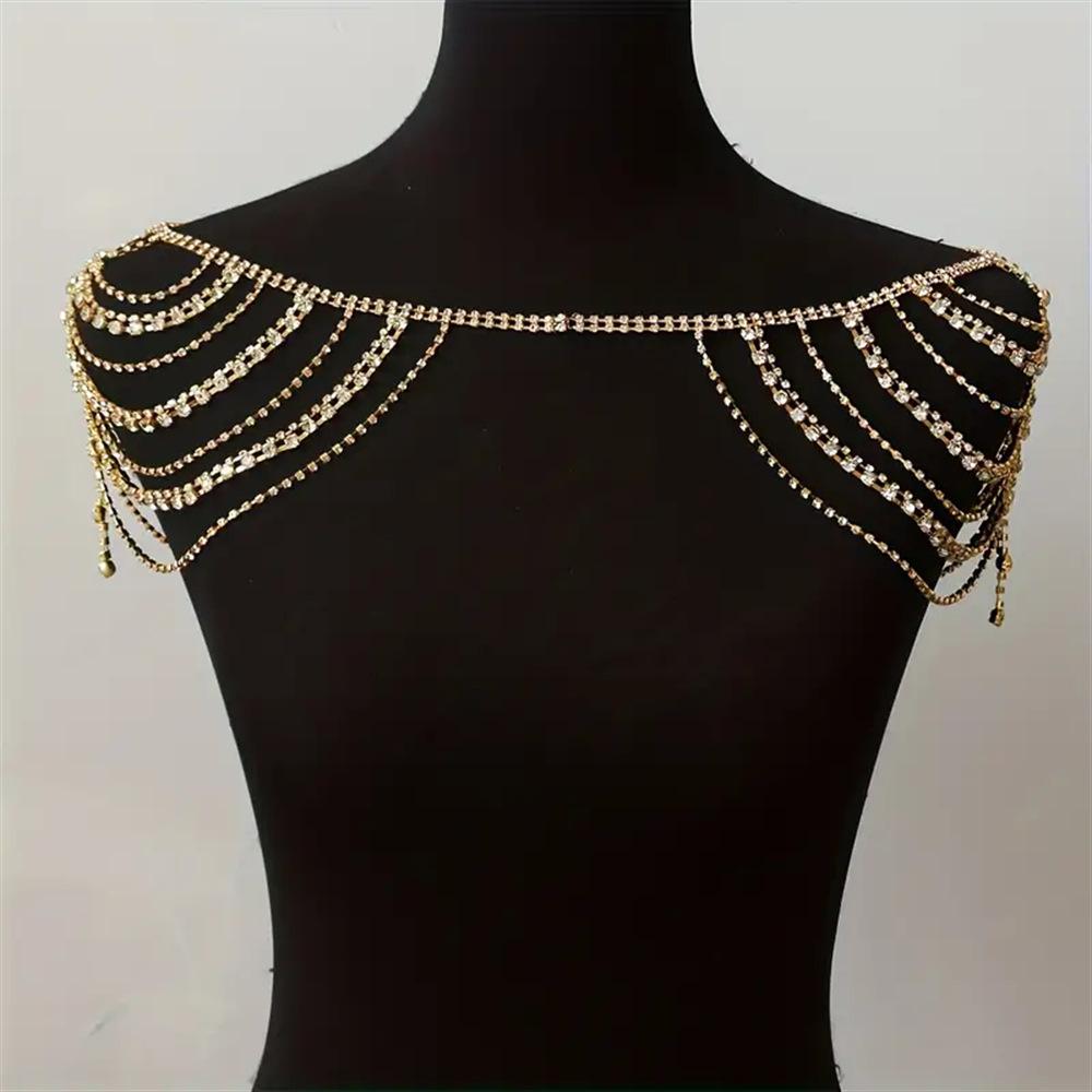 European And American Back Chain Light Luxury Multi-Layer Rhinestone Fringed Shoulder Chain Party Sexy Body Chain Body Chain