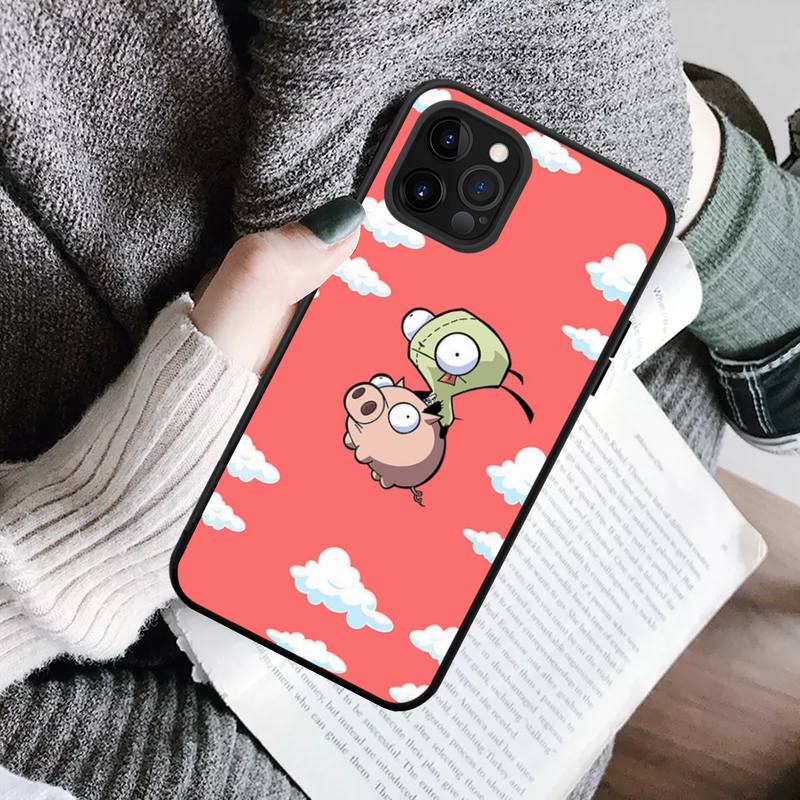 YNDFCNB Invader Zim-Telefonhülle für iPhone 11 12 13 Mini Pro Max 8 7 6 6S Plus X 5 SE 2020 XR XS Funda-Hülle