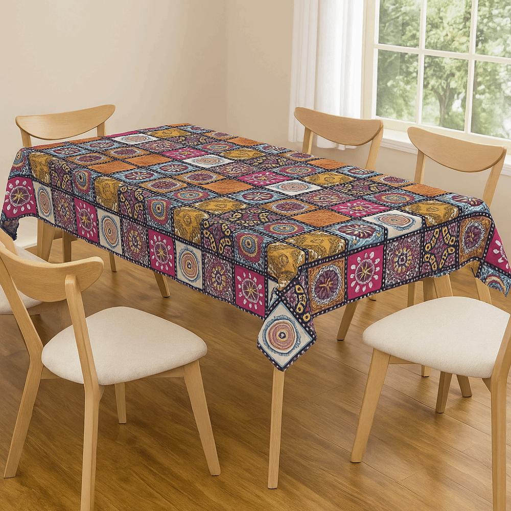 Ethnic Style Table Cover Rectangle Table Protecter Useful Bohemian Mandala Tablecloth  Banquet