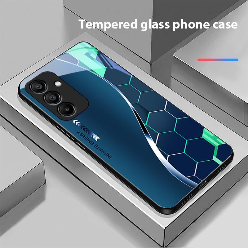 Sci Fi Silver White For Samsung Galaxy A15 5G 54 4G 51 50 24 35 90 71 12 51 53 52S 80 22 34 Black Tempered Glass Phone Case