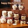 Dachshund Ceramic Water Cup Cute Mug with Lid and Spoon Creative Boys Style Children's Breakfast Cup Large Capacity