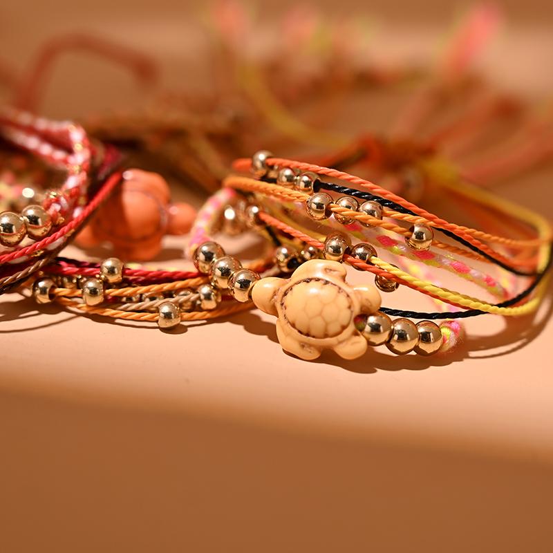 Bohemian Turtle Anklet Bracelet for Women Lace up Y2K Rope Fashion Leg Foot Stackable Barefoot Chain Summer Beach Jewelry