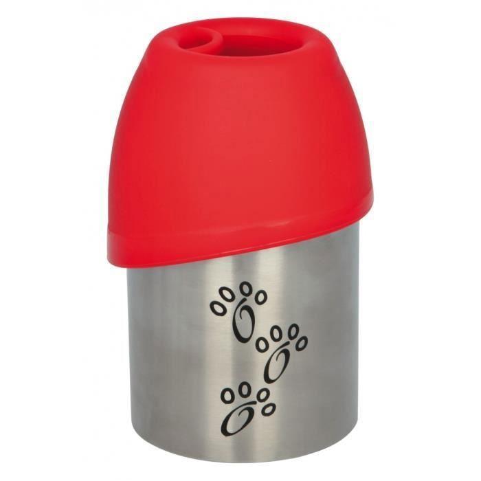 Portable Water Bottle - TRIXIE - 24605 - Dog - 300 ml - Red - Stainless Steel rosso
