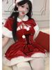 Princess Look Velvet Christmas Cape Dress - Sexy Lace-Up Lingerie for Women B82