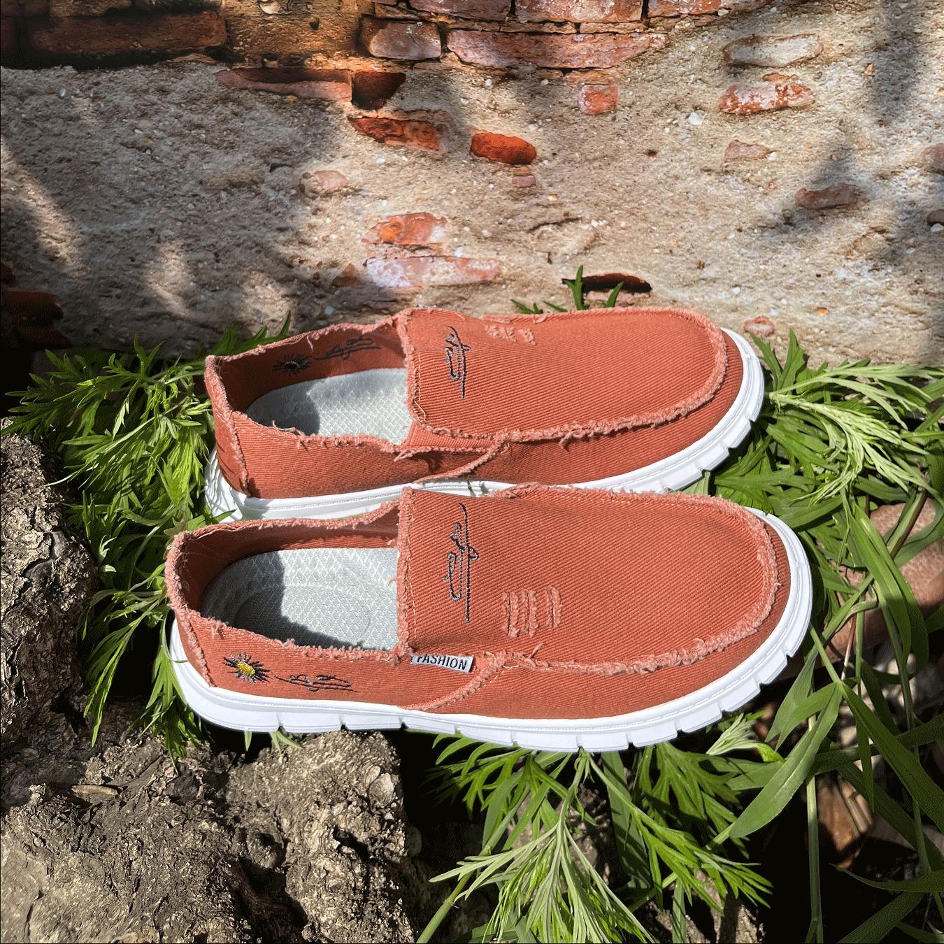 

women s shoes Daisy embroidery denim, casual sneaker. women s shoes summer 2025 . cheap shoes clearance 45 помаранчевий