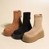 Super Fire Thick Bottom Heightening Small Muffin Medium Tube Autumn Boots Martin Boots Women's