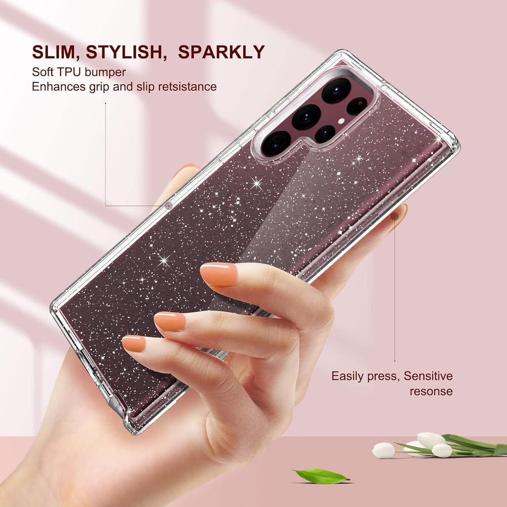 Przezroczyste etui z brokatem do Samsung Galaxy S26 Ultra S25 Fe S24 Plus S23 S22 S21 S20 A07 A17 A37 A57 A16 A15 A14 A26 A06 A56 A34 A25 A35 A55 5G Pokrowiec